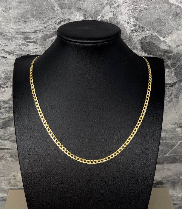 14k Gold Hollow Curb Chain 4mm