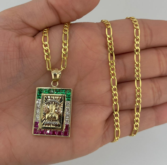 14k Gold Small Malverde Chain Set P49-03