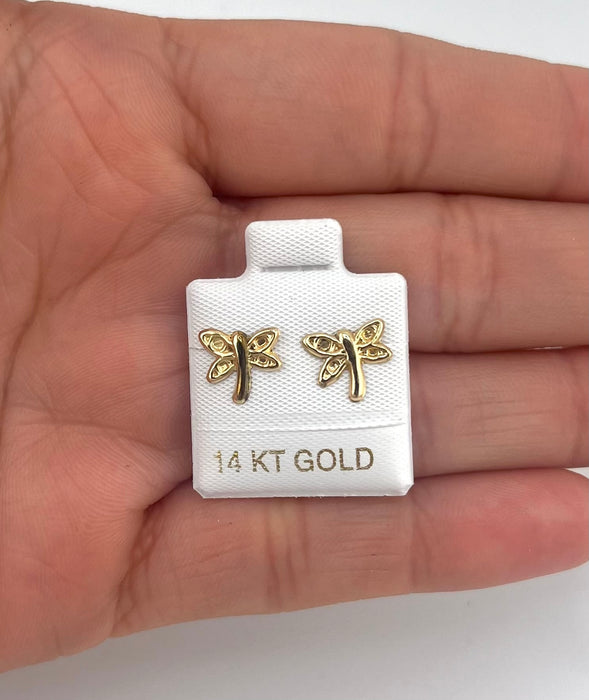 14K Gold Women’s Dragonfly Earrings