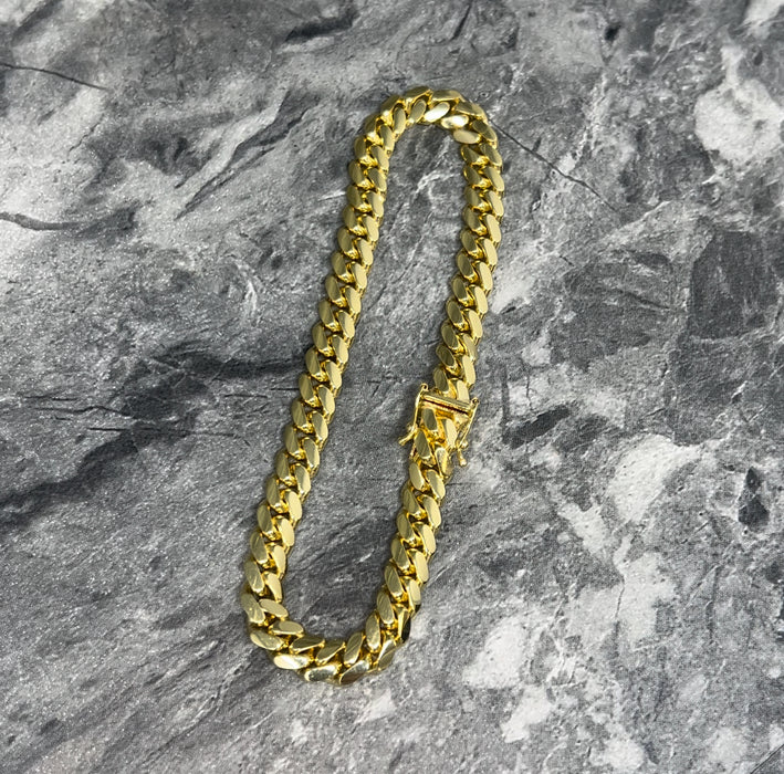 14k Gold Solid Miami Cuban Men’s Bracelet 6.9mm