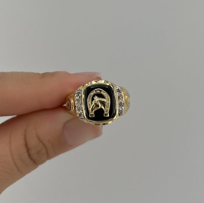 14k Gold Horse Men’s Ring . R65-09