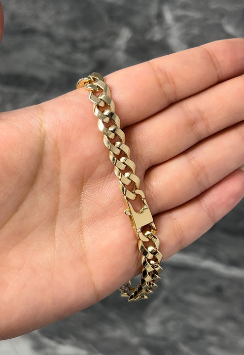 14k Gold Reversible Hollow Cuban Bracelet