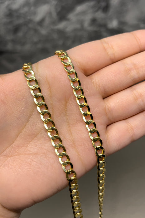 14k Gold Solid Curb Chain 6mm