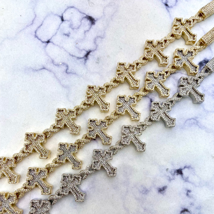 Diamond cross bracelet 3.5ct aprx 10k gold [ Custom Made .Takes 3 weeks to make ]