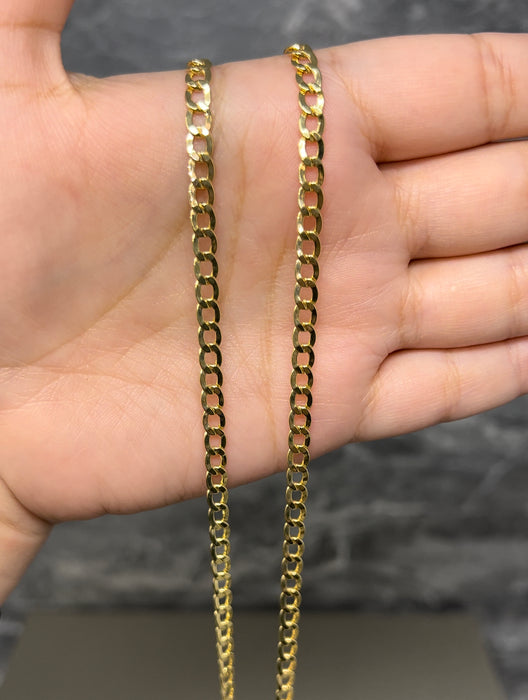 14k Gold Solid Curb Chain 4.5mm