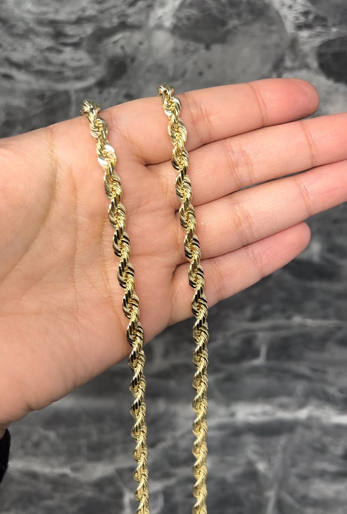 22 Inch 6mm Gold Rope Chain 10k 14k Gold Solid Rope Chain 6mm