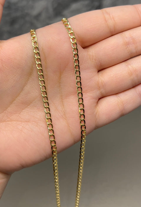 14k Gold Hollow Curb Chain 3mm