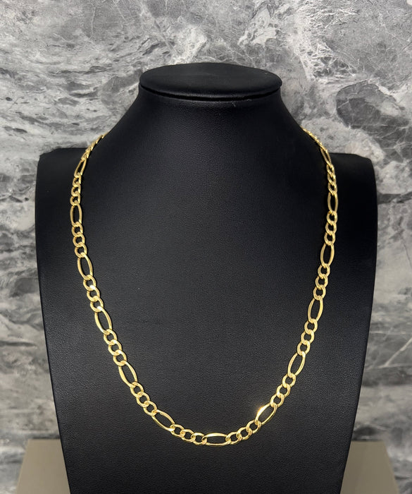 14k Gold Hollow Figaro Chain 6mm