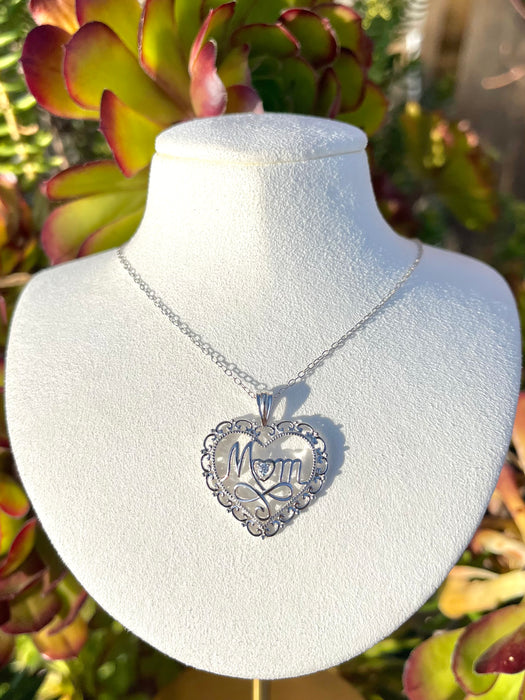 925 Silver Mom Heart Necklace