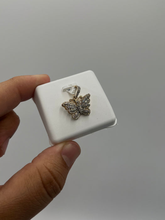10K Gold Diamond Butterfly Pendant