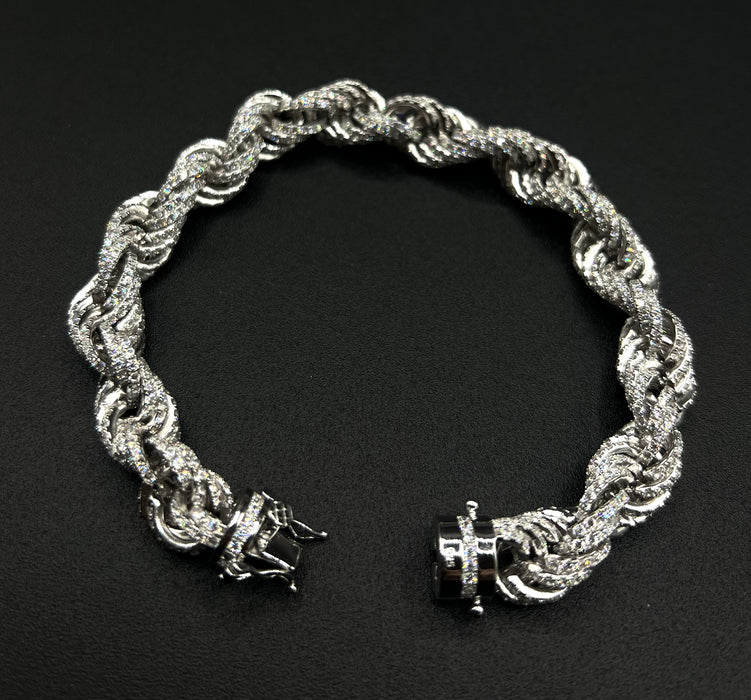 Silver .925 Bust Down Rope Bracelet w/Cz