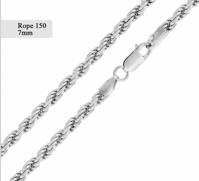Silver .925 Rope Chain 7mm