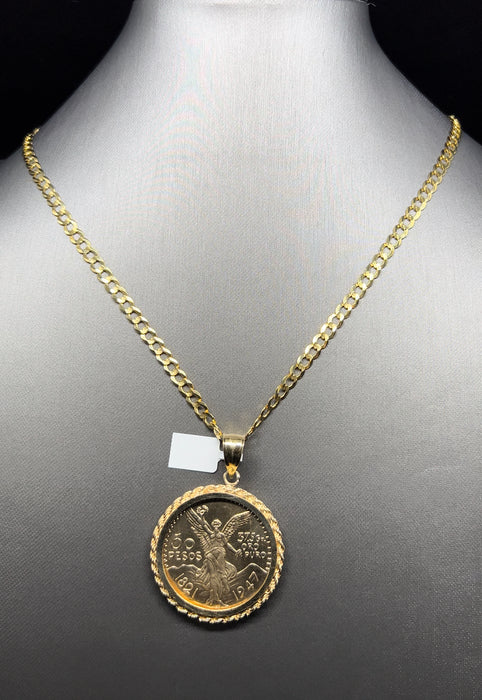 14k Gold Coin & 14k Rope Bezel Pendant or Chain set