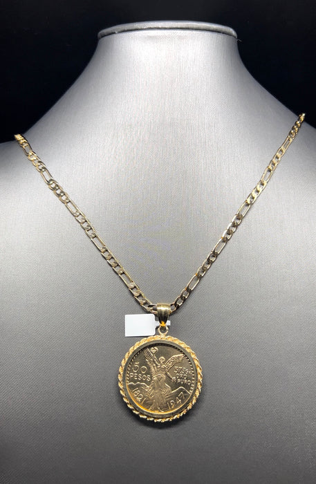 14k Gold Coin & 14k Rope Bezel Pendant or Chain set
