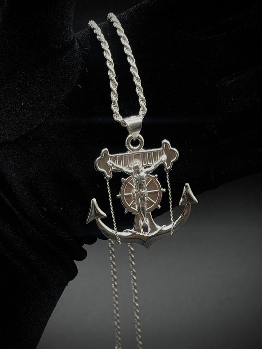 Silver .925 Big Anchor with Jesus   pendant or chain set!