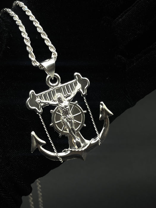 Silver .925 Big Anchor with Jesus   pendant or chain set!