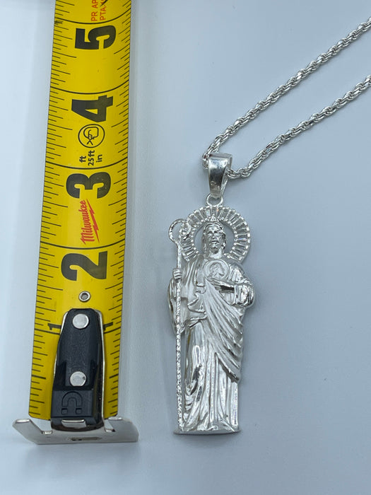 Silver .925 Big San judas with stones pendant or chain set !