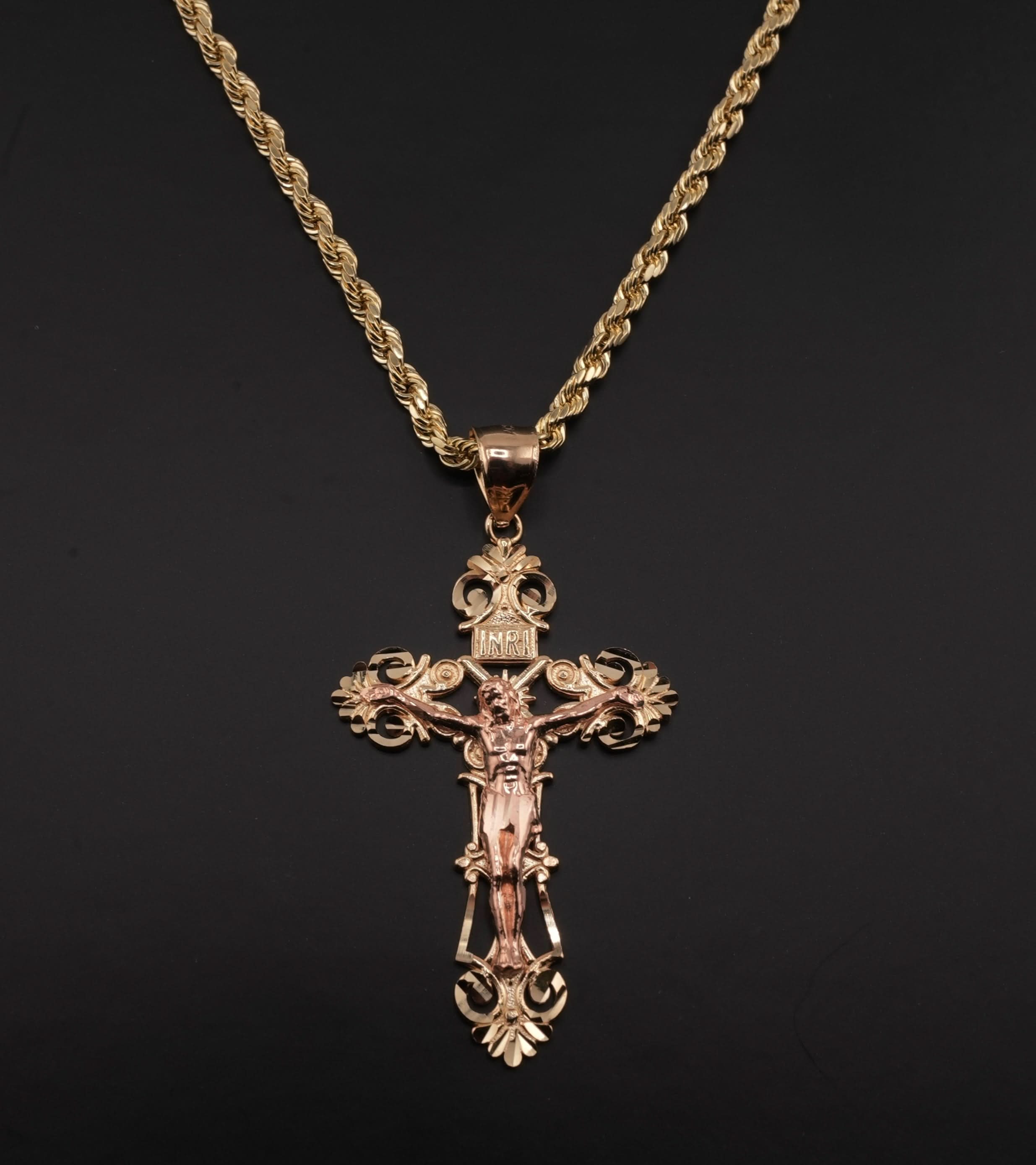 14K Gold Cross Chain Set