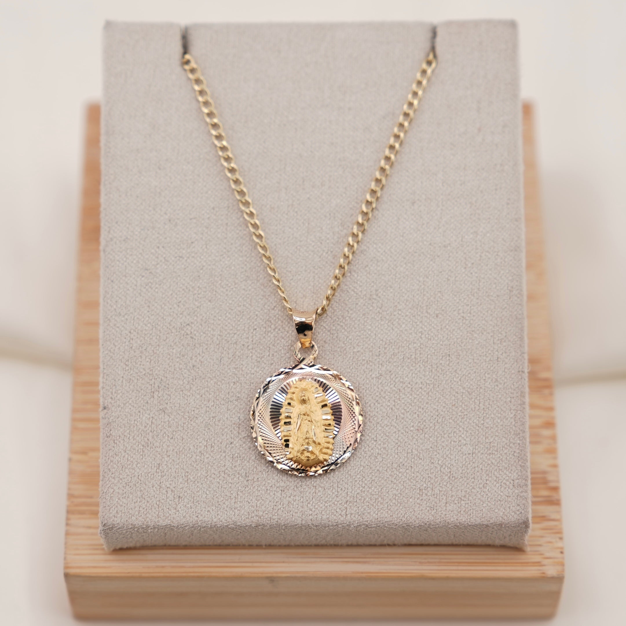 14k Gold Double Sided Virgencita/JesusChain Set