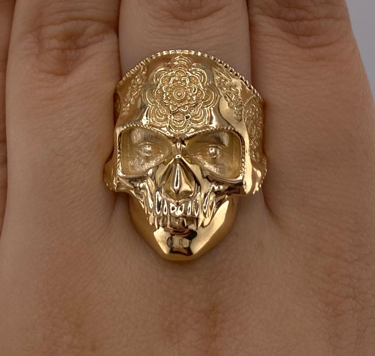 14k Gold Skull Men’s Ring CBRM#39