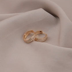 14k Gold CZ Huggie Earrings