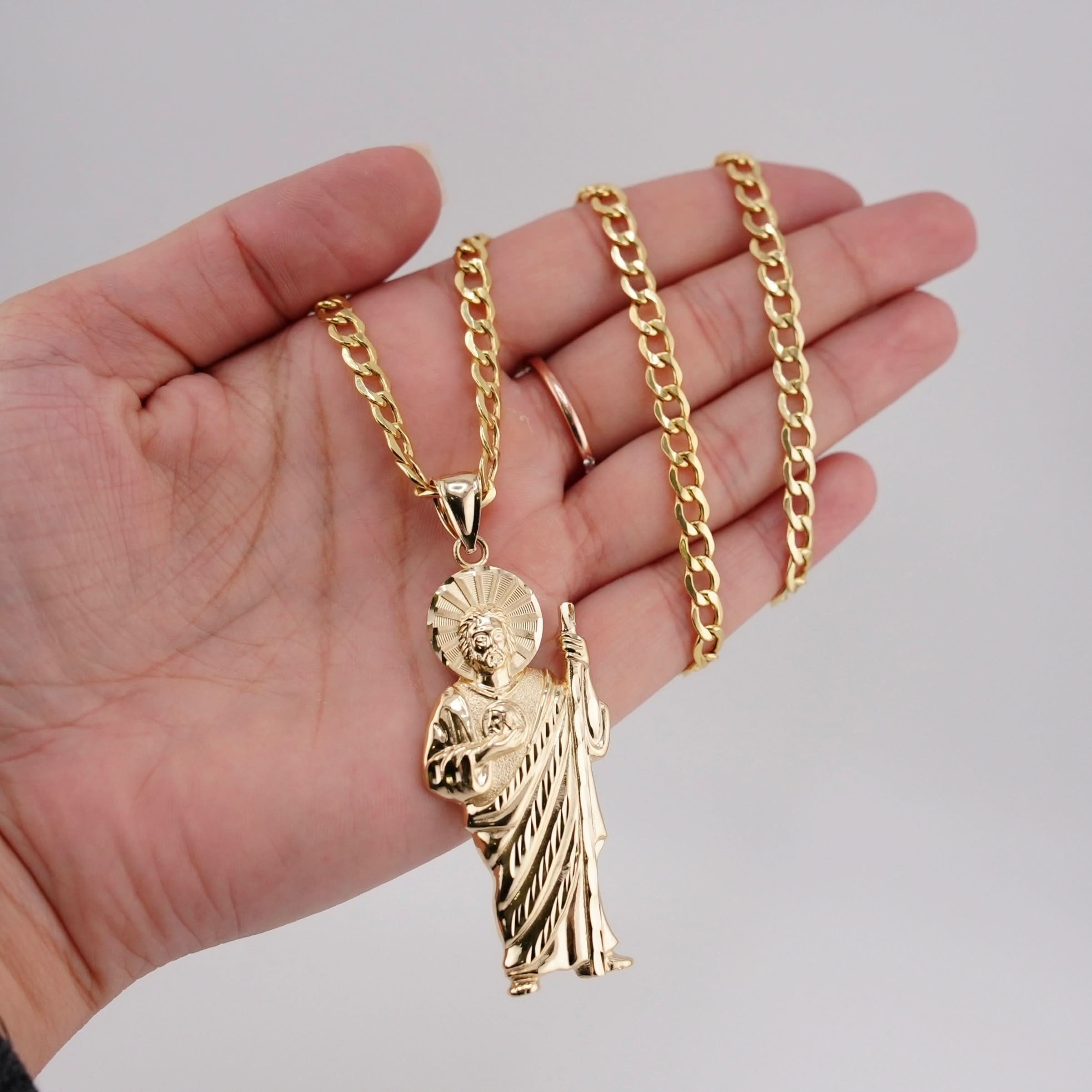14k Gold San Judas Chain Set