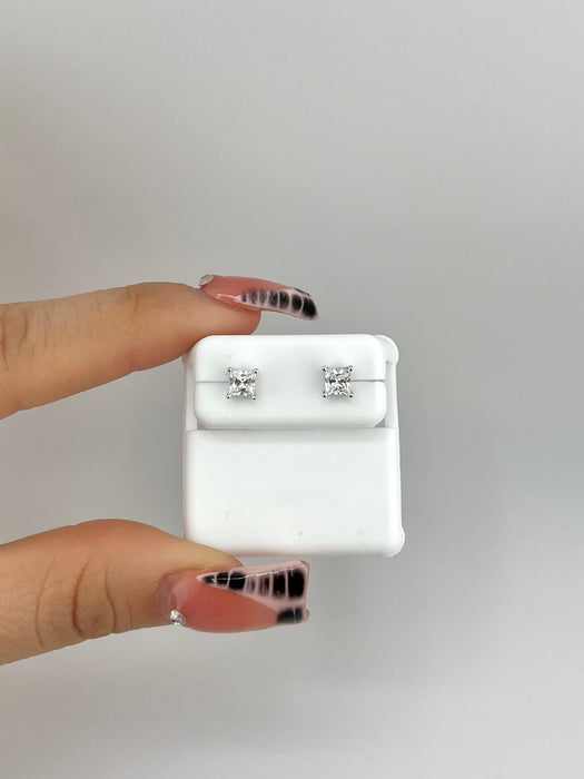 Silver 925 Earrings square 4mm