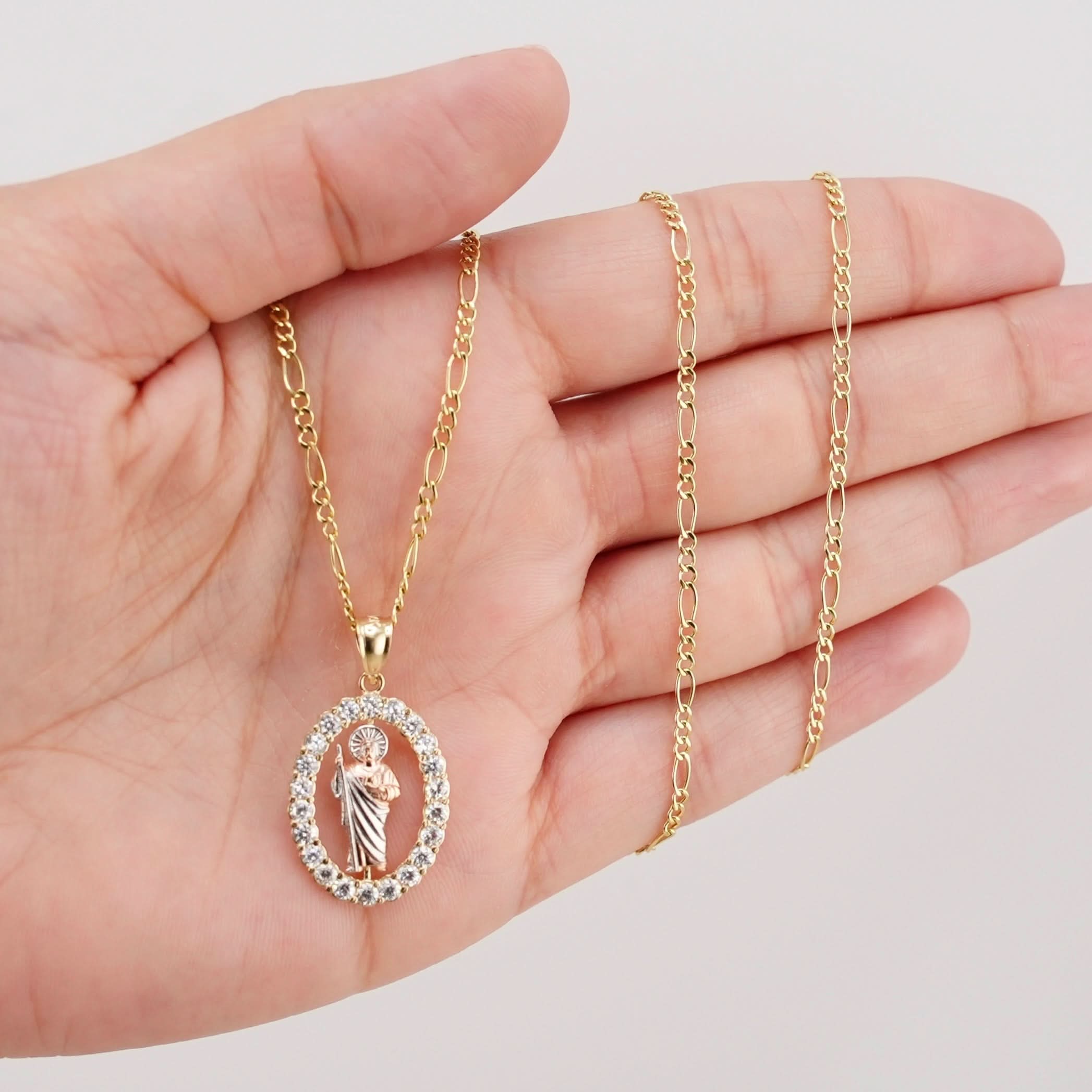 14k Gold San Judas Chain Set