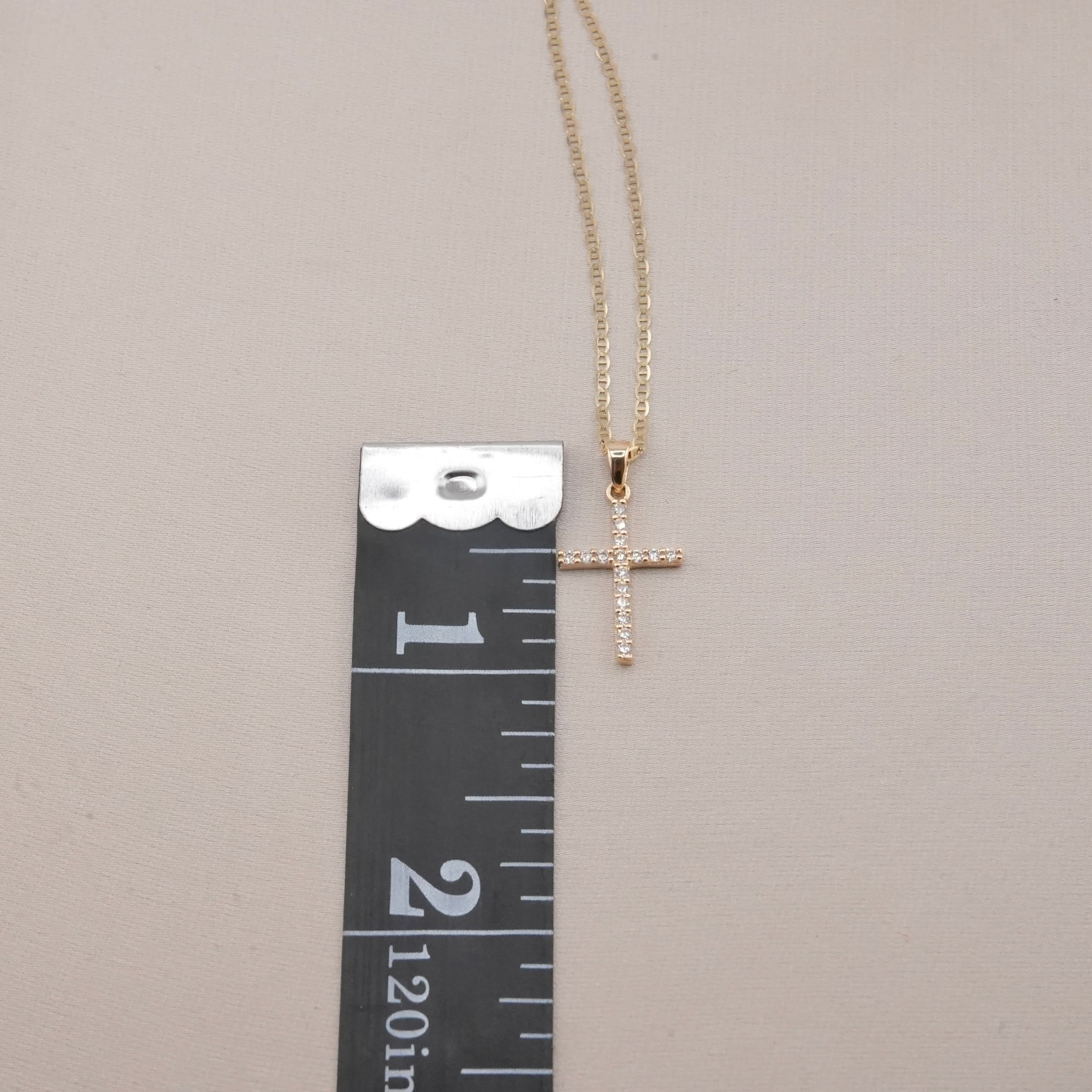 14k Gold Cross Chain Set