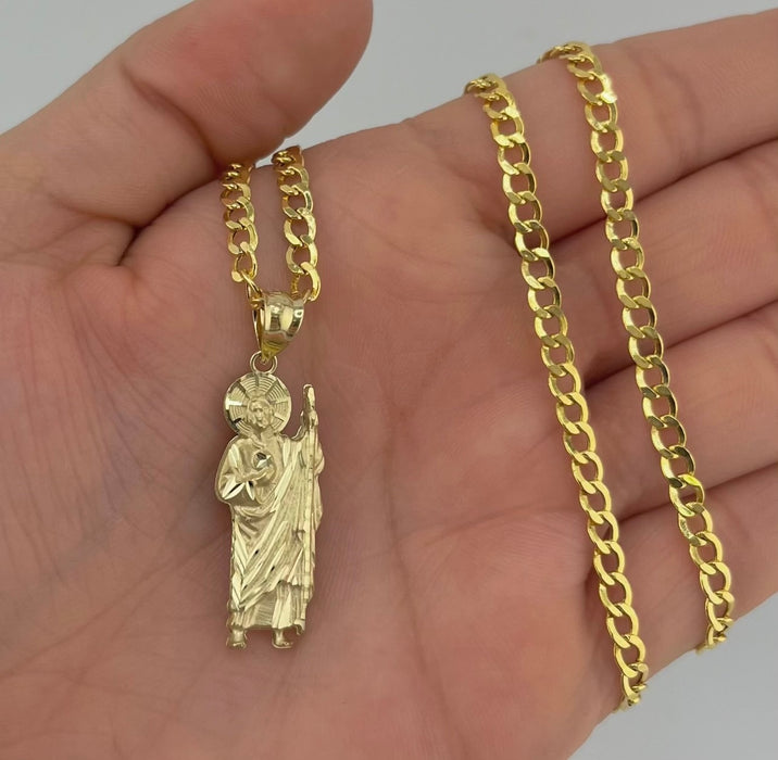14k Gold Small San Judas Chain Set . P28-31