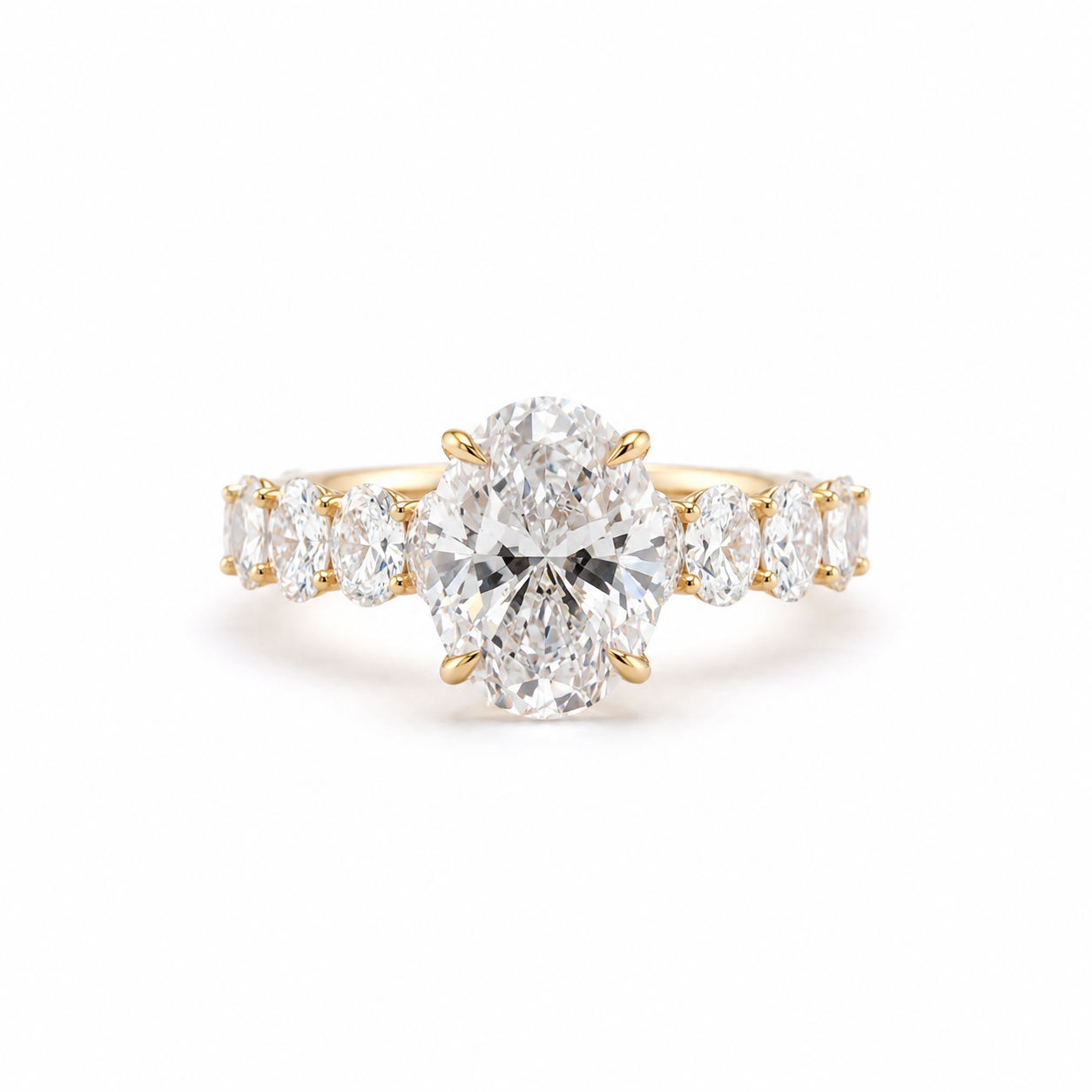 14k Gold Oval Lab Diamond Ring 3ct