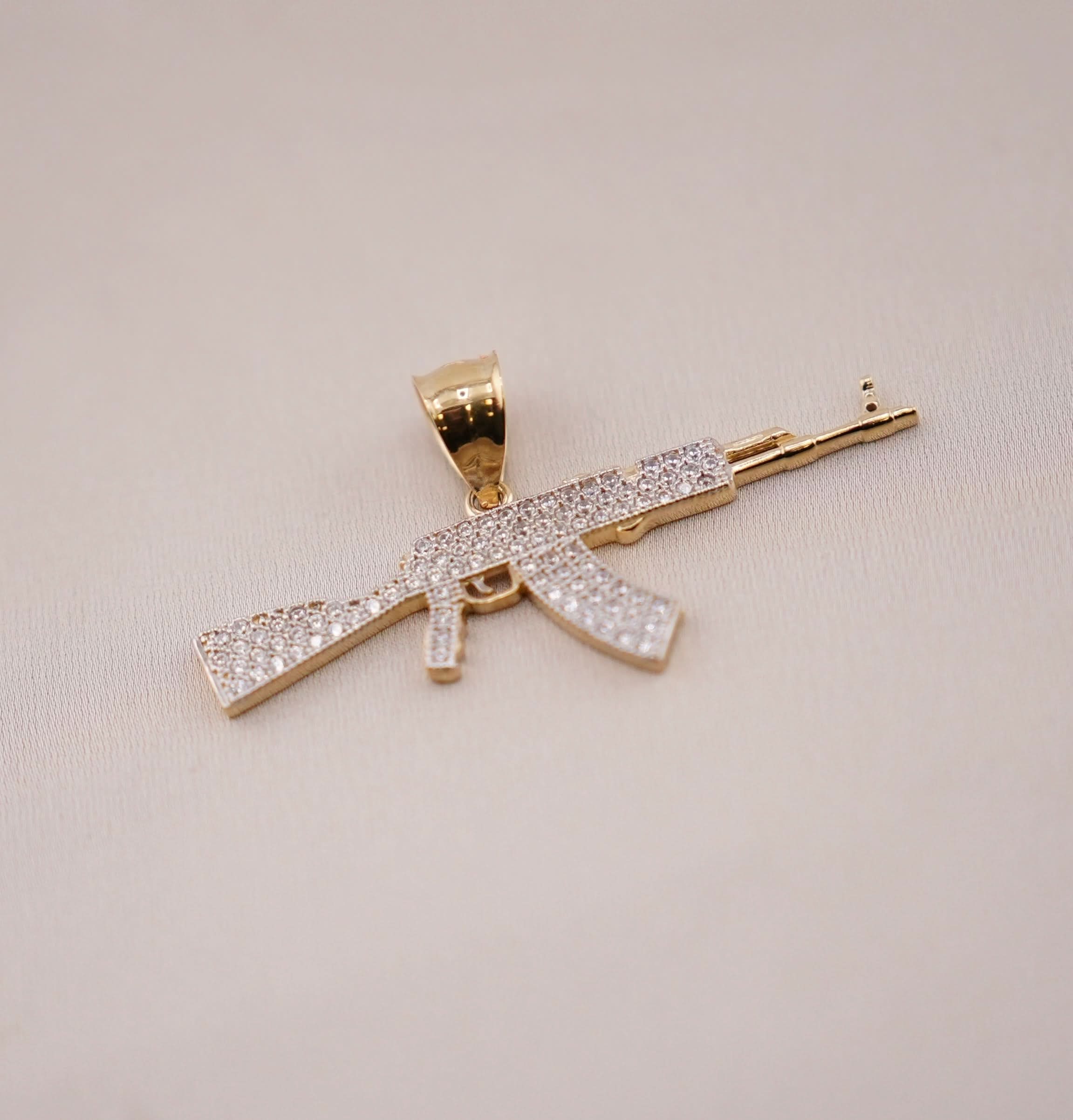 14k Gold Medium Gun Pendant