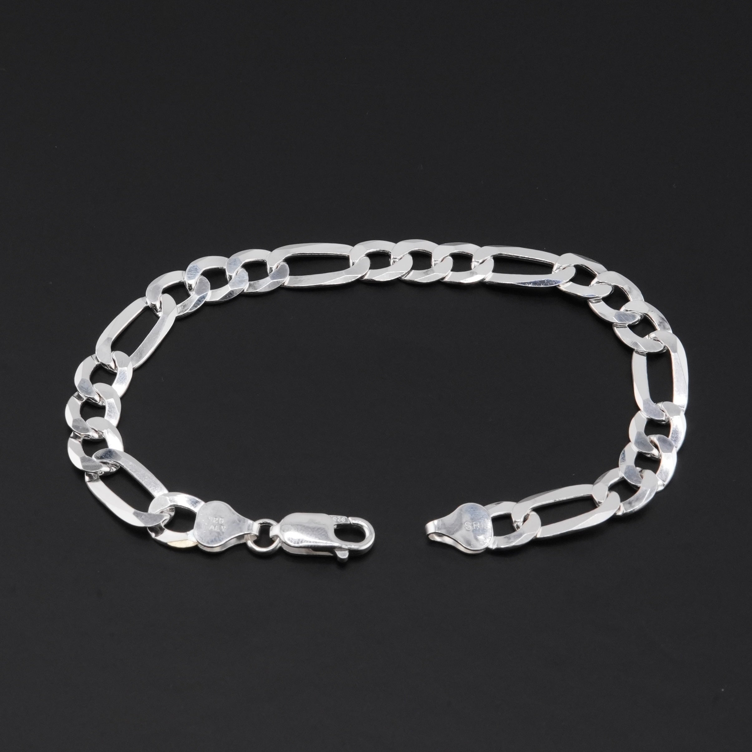925 Silver Figaro Bracelet 7.8mm.