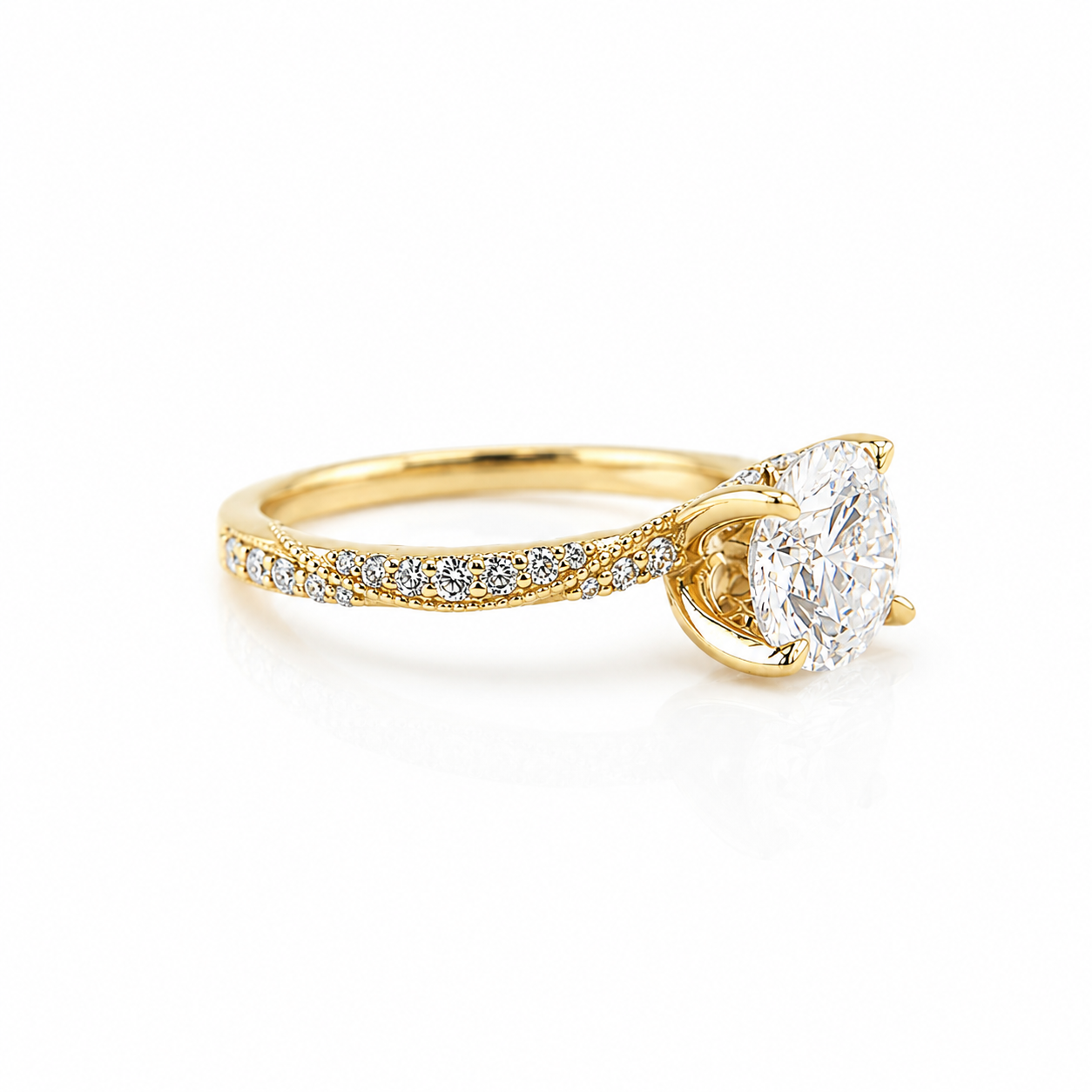 14k Gold Round Lab Diamond Ring 1.72ct