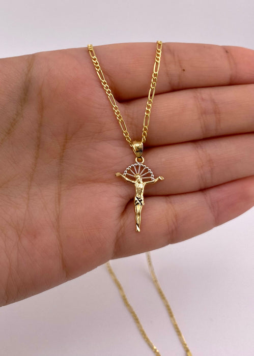 14k Gold Jesus Chain Set