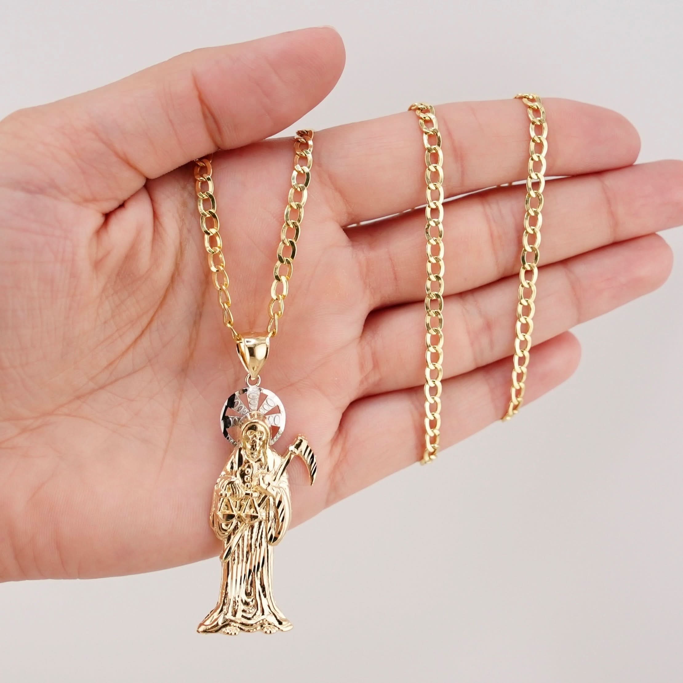 14k Gold Santa Muerte Chain Set