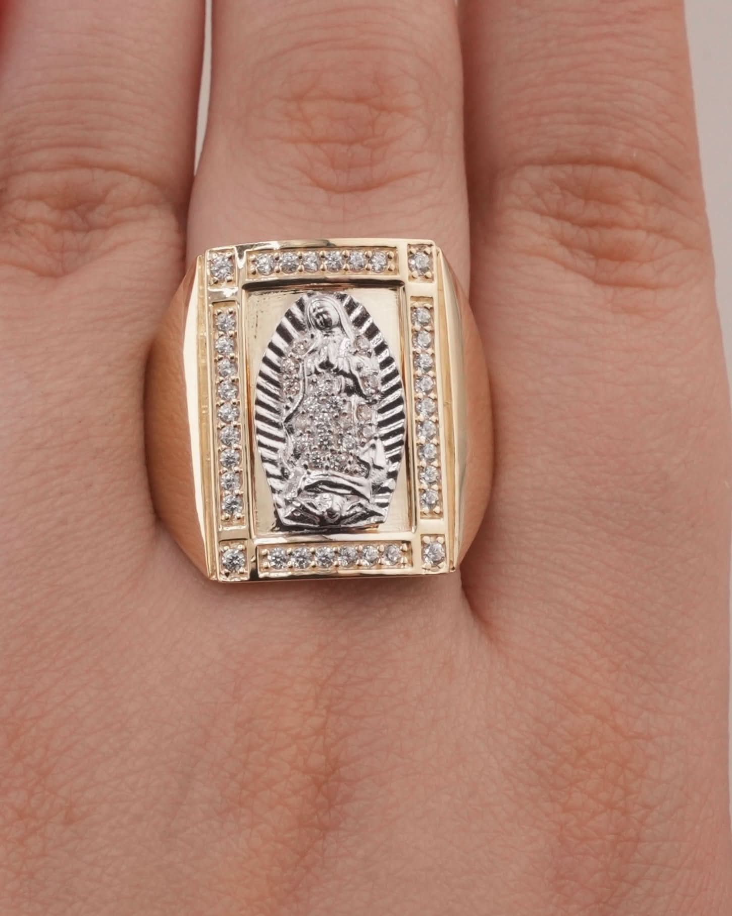 14K Gold Virgencita Men's Ring
