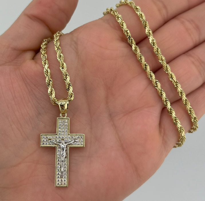 14k Gold Cross Chain Set . P17-15