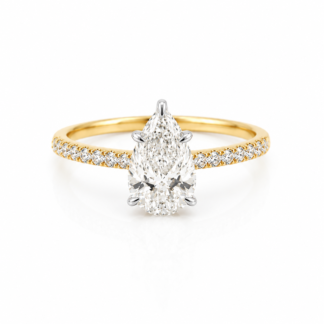 14k Gold Pear Lab Diamond Ring 2.09ct