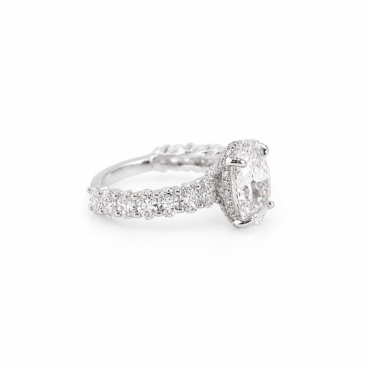 14k White Gold Oval Lab Diamond 5.17ct