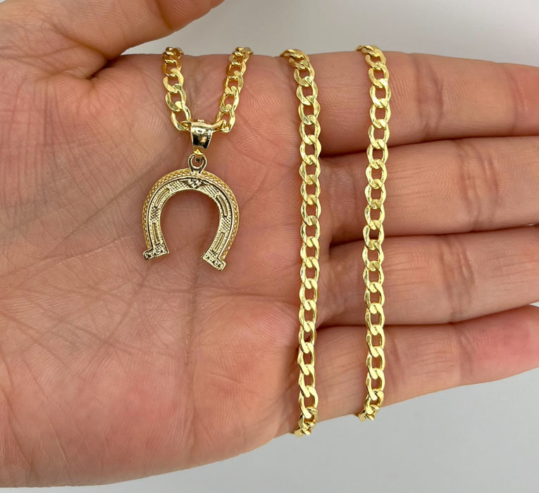 14k Gold Men’s Horse Shoe Chain Set