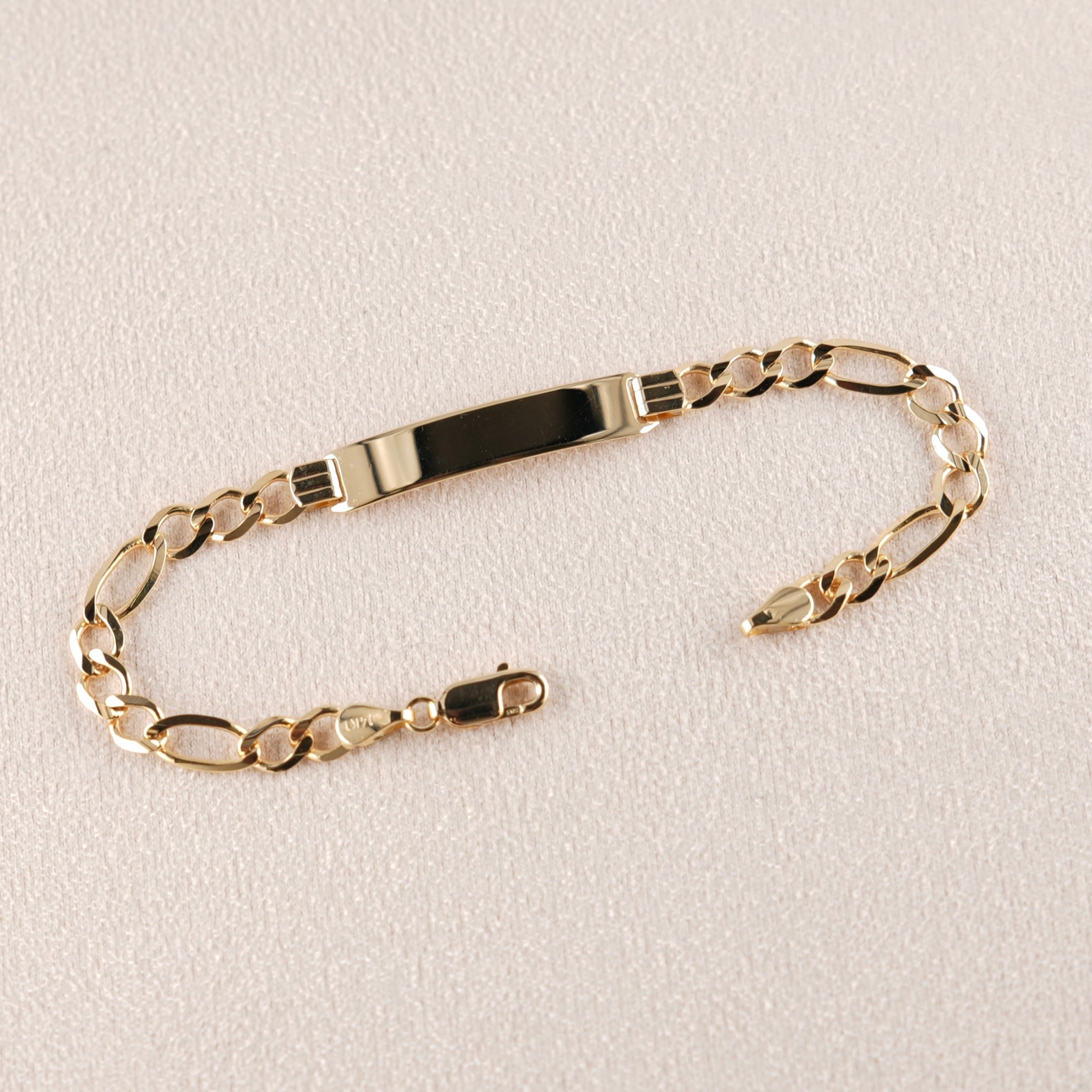 14k Gold Baby Solid Figaro ID Bracelet 4.5mm