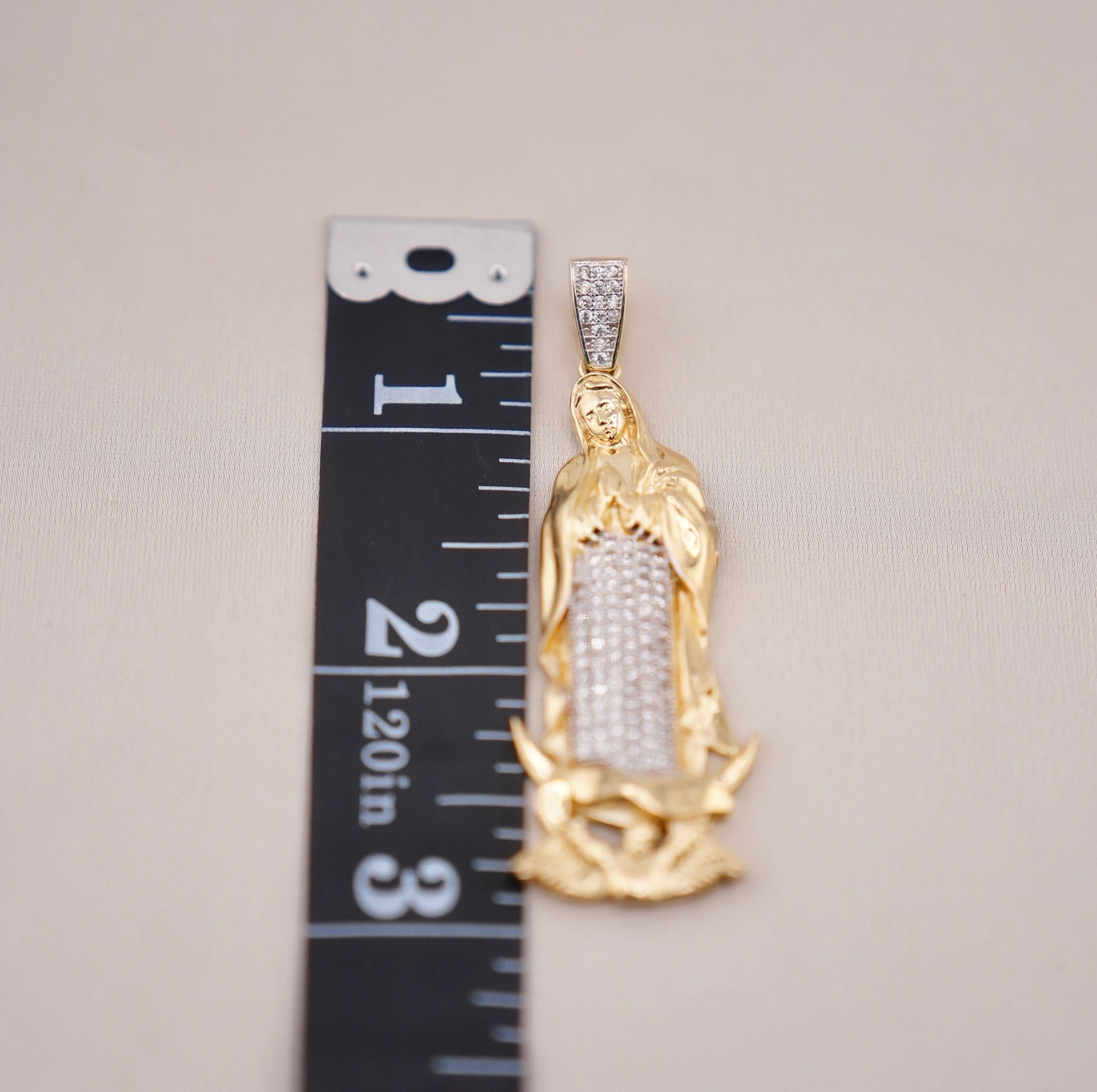 14k Gold Large Virgencita Pendant