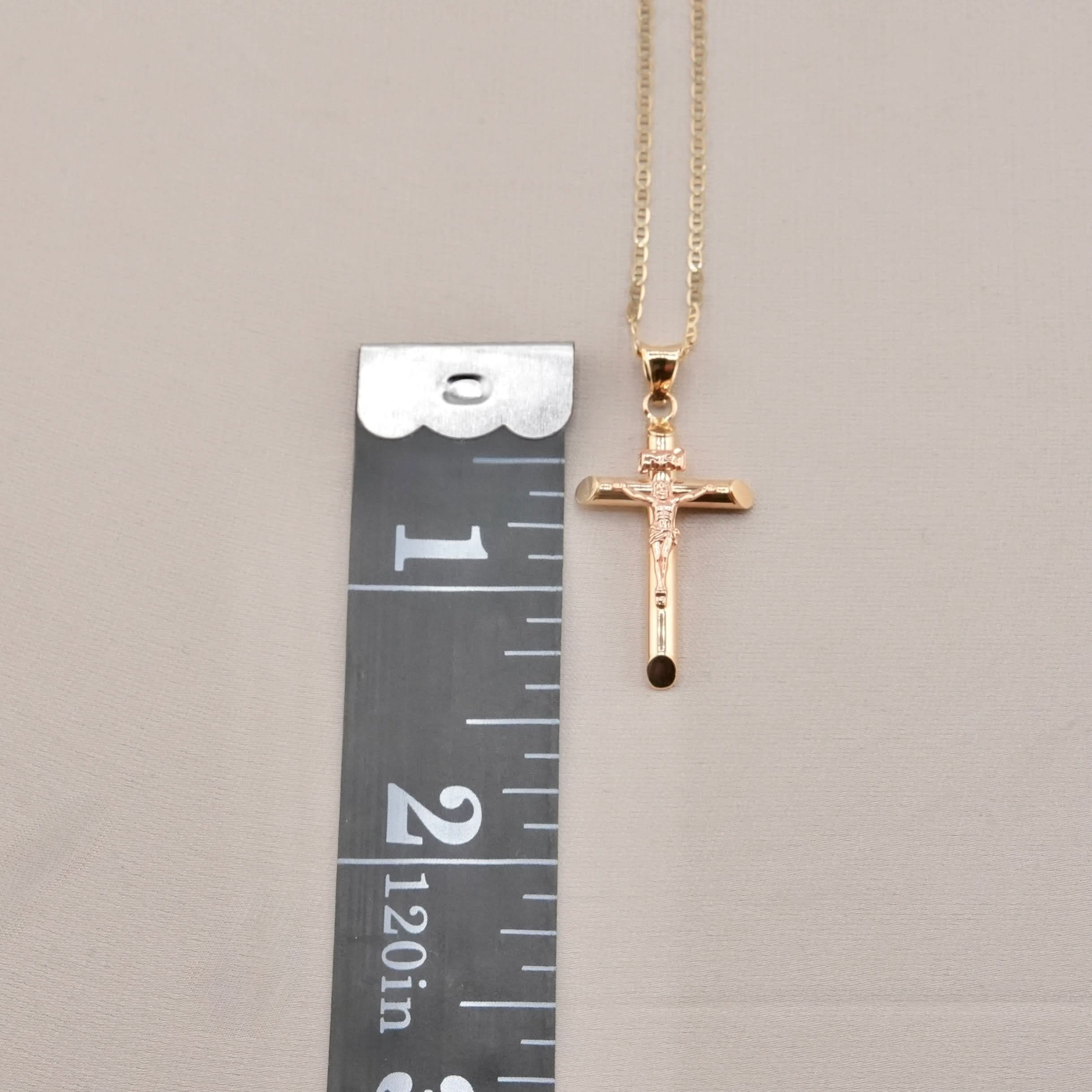 14k Gold Cross Chain Set