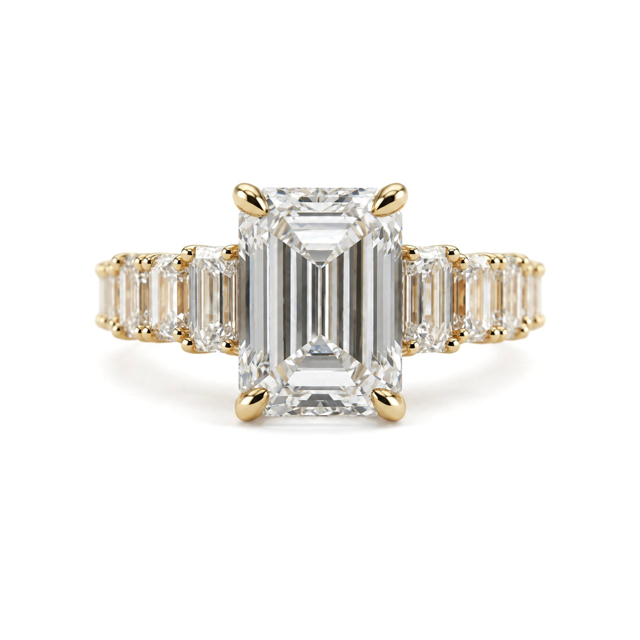 14k Gold Emerald Lab Diamond Ring 4.10ct