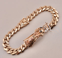 14K Gold Hollow Santa Muerte Bracelet . AB-1009 8.5 inch