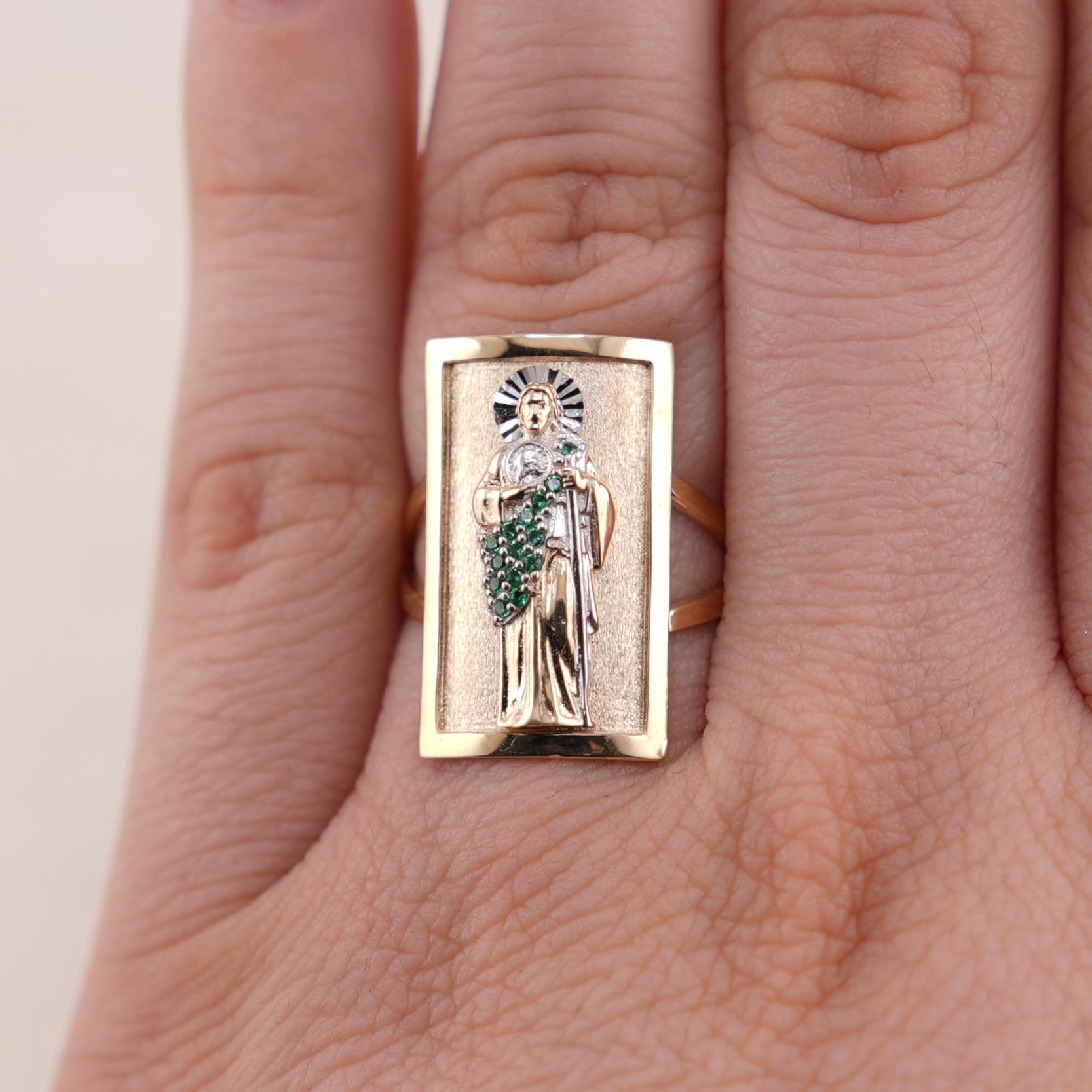 14k Gold Medium San Judas Ring