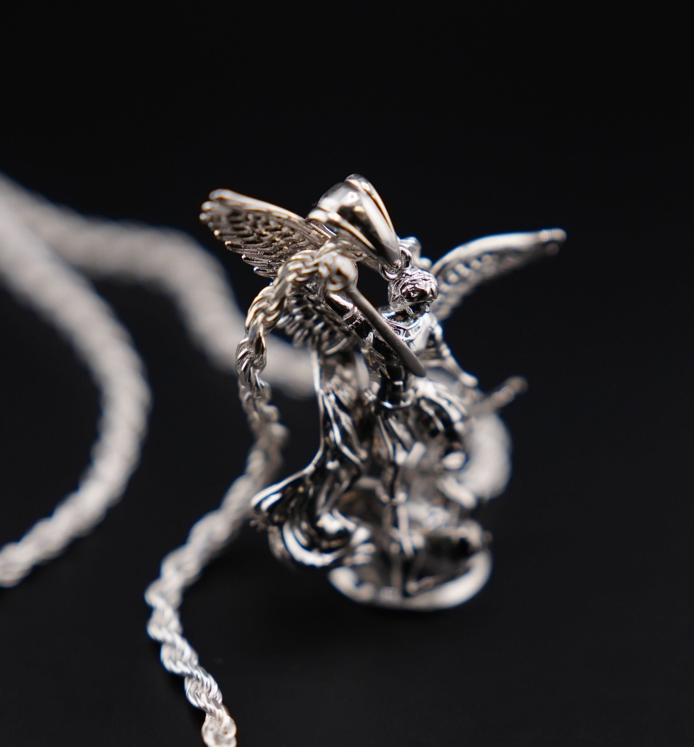 Silver 925 Large Saint Michael Archangel Pendant or Chain Set