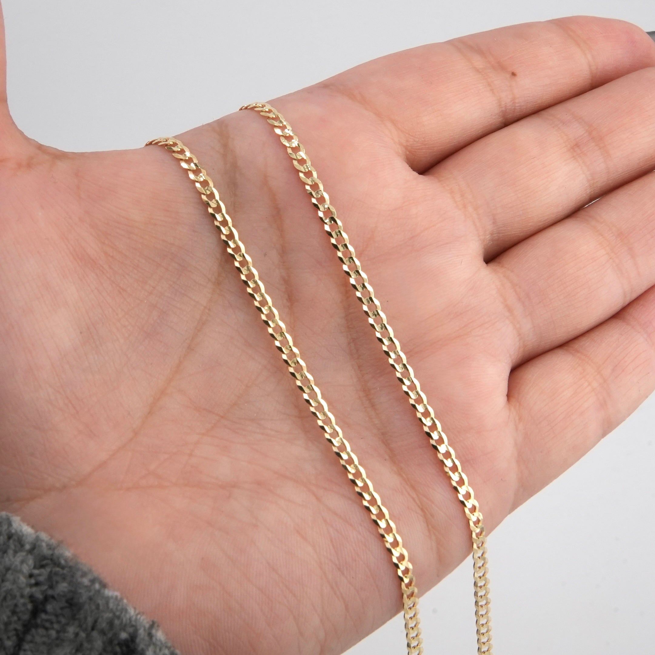 14k Gold Solid Curb Chain 2.5mm