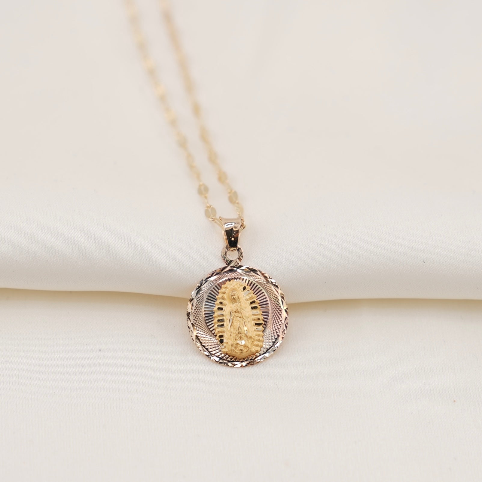 14k Gold Double Sided Virgencita/JesusChain Set